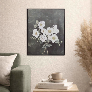 Tranh Canvas Hoa Anemone Trắng Nền Xanh Cổ Điển - KAP-HL0001