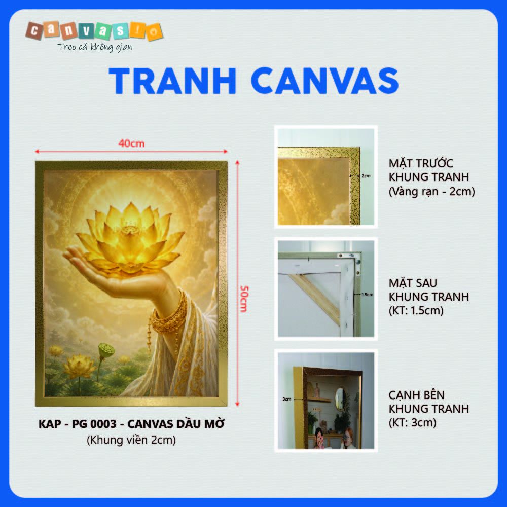 Tranh Canvas Phật Giáo Cao Cấp | Mã Số KAP-PG 0003 Thông số kỹ thuật Tranh Canvas Phật Giáo Cao Cấp | Mã Số KAP-PG 0003