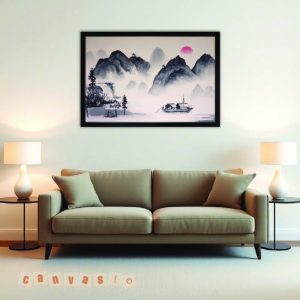 Tranh canvas thủy mặc phong cảnh sơn thủy | Mã số KAP-PC 0004