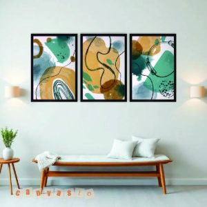Bộ 3 bức tranh canvas trừu tượng phong cách màu nước (Mẫu KAP-TT 0007)