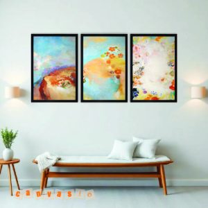 Bộ 3 tranh trừu tượng phong cách màu nước (Mẫu KAP-TT 0008)