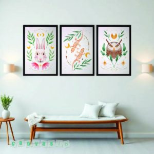 Bộ 3 bức tranh phong cách Boho Mystic Animal (Mã số: KAP-TT 0012)