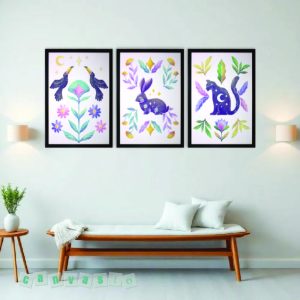 Bộ tranh canvas nghệ thuật động vật huyền bí và thiên nhiên huyền ảo (Mã số: KAP-TT 0015)