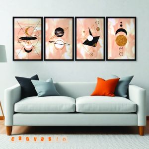 Bộ 4 bức tranh canvas vũ trụ phong cách tối giản (Mã số: KAP- T 0017)