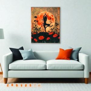Tranh canvas yoga dưới trăng | Mã số KAP- YG 0001