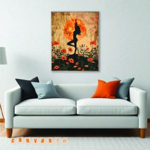 Tranh canvas nghệ thuật silhouette yoga dưới ánh trăng | Mã số KAP-YG 0002