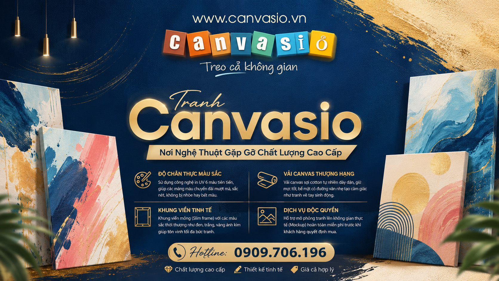 Bộ 3 tranh trừu tượng sắc vàng hiện đại (Mã số: KAP-TT 0013) Tranh Canvasio – Nơi Nghệ Thuật Gặp Gỡ Chất Lượng Cao Cấp