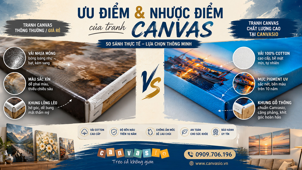 Ưu Điểm Và Nhược Điểm Của Tranh Canvas Bạn Cần Biết Bảng so sánh tổng quan: Có nên mua tranh Canvas không?