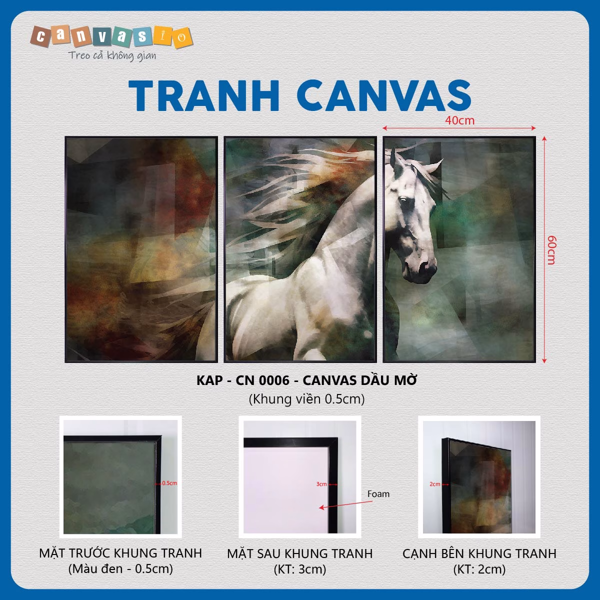 Vẻ đẹp kiêu hãnh từ bộ tranh Ngựa 3 bức | Mã KAP-CN 0006 Vẻ đẹp kiêu hãnh từ bộ tranh Ngựa 3 bức | Mã KAP-CN 0006