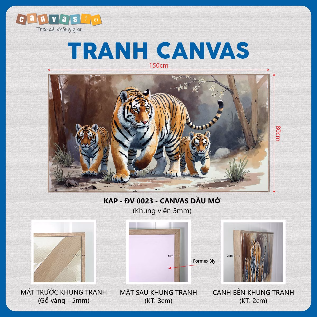 Tranh canvas "gia đình hổ" | Mã KAP-ĐV 0023 Tranh canvas "gia đình hổ" | Mã KAP-ĐV 0023