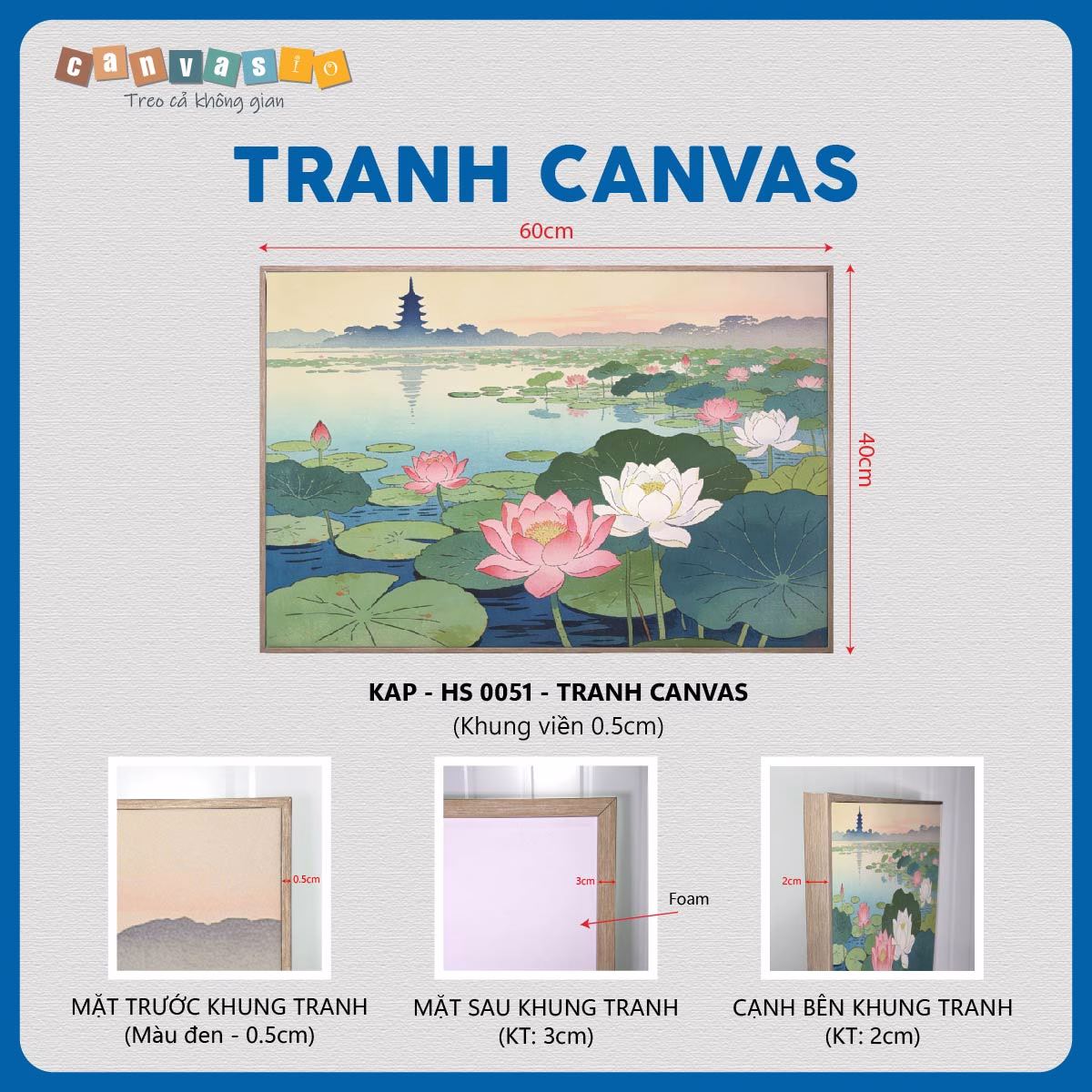 Tranh canvas hồ sen Nhật Bản | Mã KAP-HS 0051 Tranh canvas hồ sen Nhật Bản | Mã KAP-HS 0051