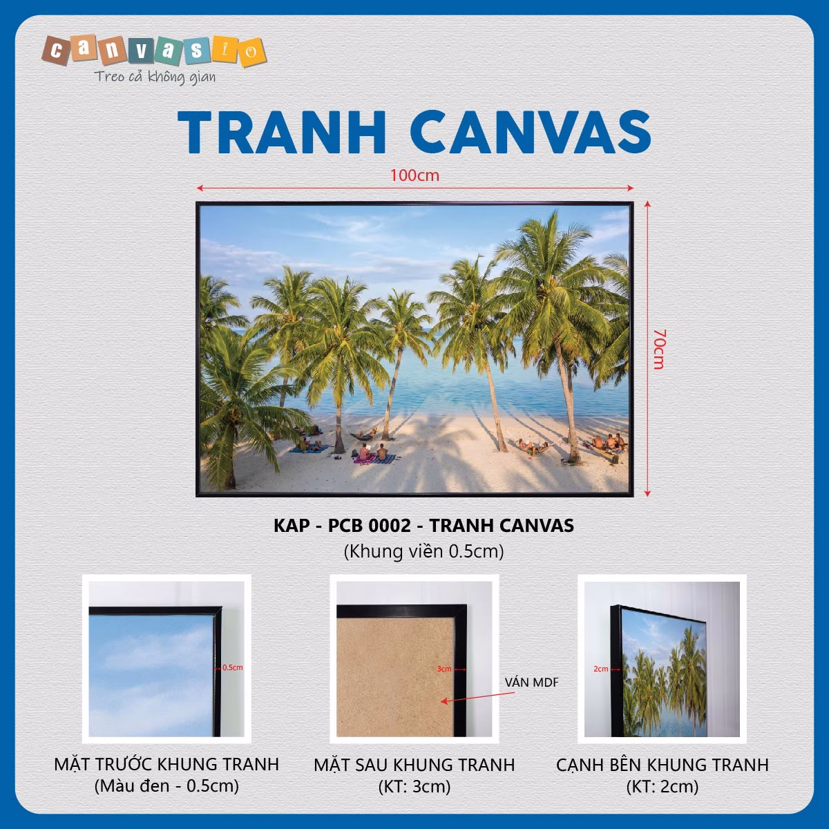 Tranh canvas phong cảnh bãi biển nhiệt đới mát lành | Mã KAP-PCB 0002 Tranh canvas phong cảnh bãi biển nhiệt đới mát lành | Mã KAP-PCB 0002