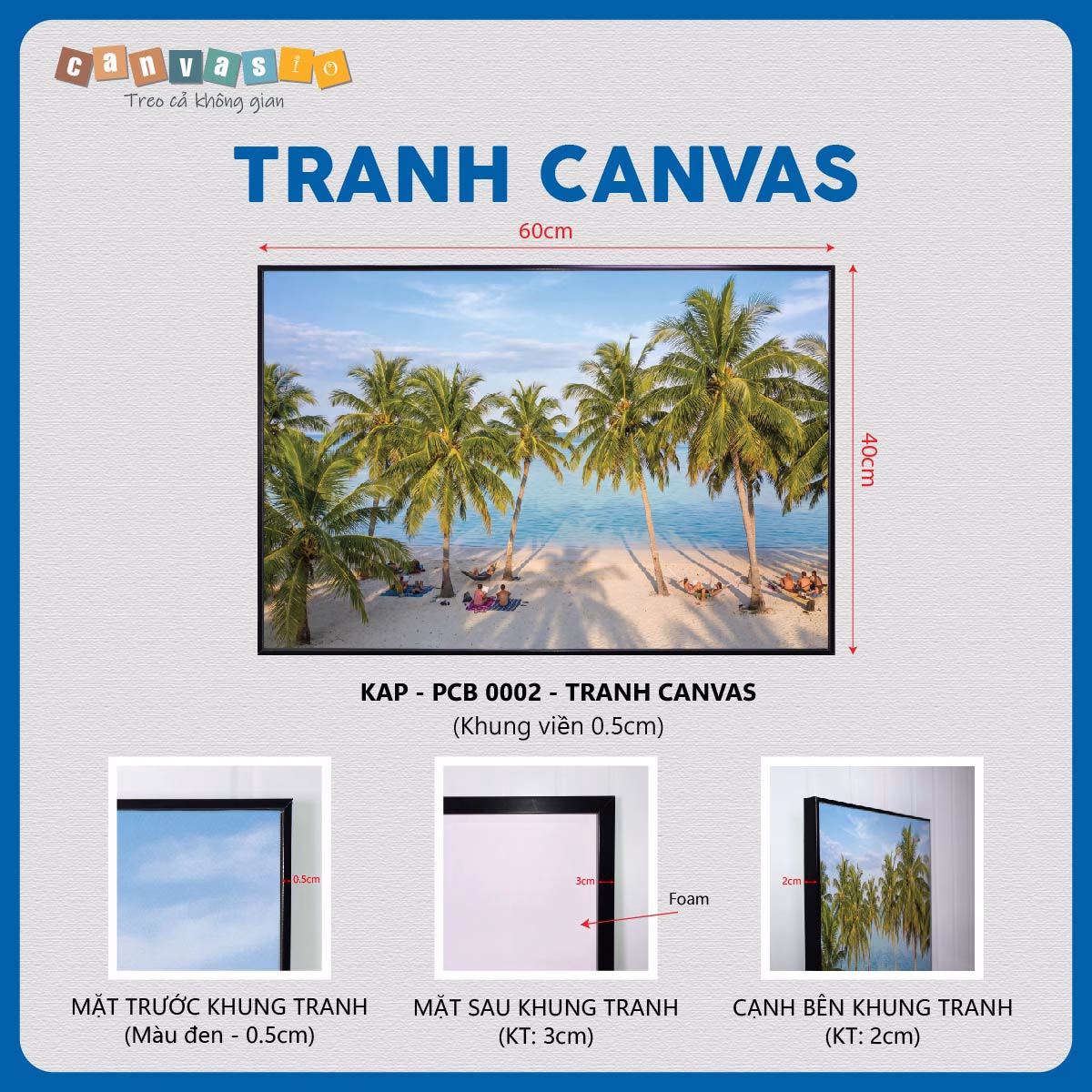 Tranh canvas phong cảnh bãi biển nhiệt đới mát lành | Mã KAP-PCB 0002 Tranh canvas phong cảnh bãi biển nhiệt đới mát lành | Mã KAP-PCB 0002