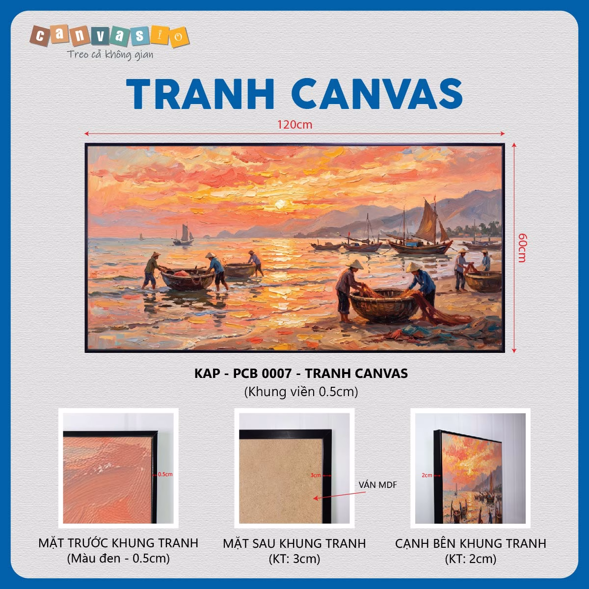 Tranh canvas treo tường phong cảnh bình minh biển | Mã KAP-PCB 0007 Tranh canvas treo tường phong cảnh bình minh biển | Mã KAP-PCB 0007