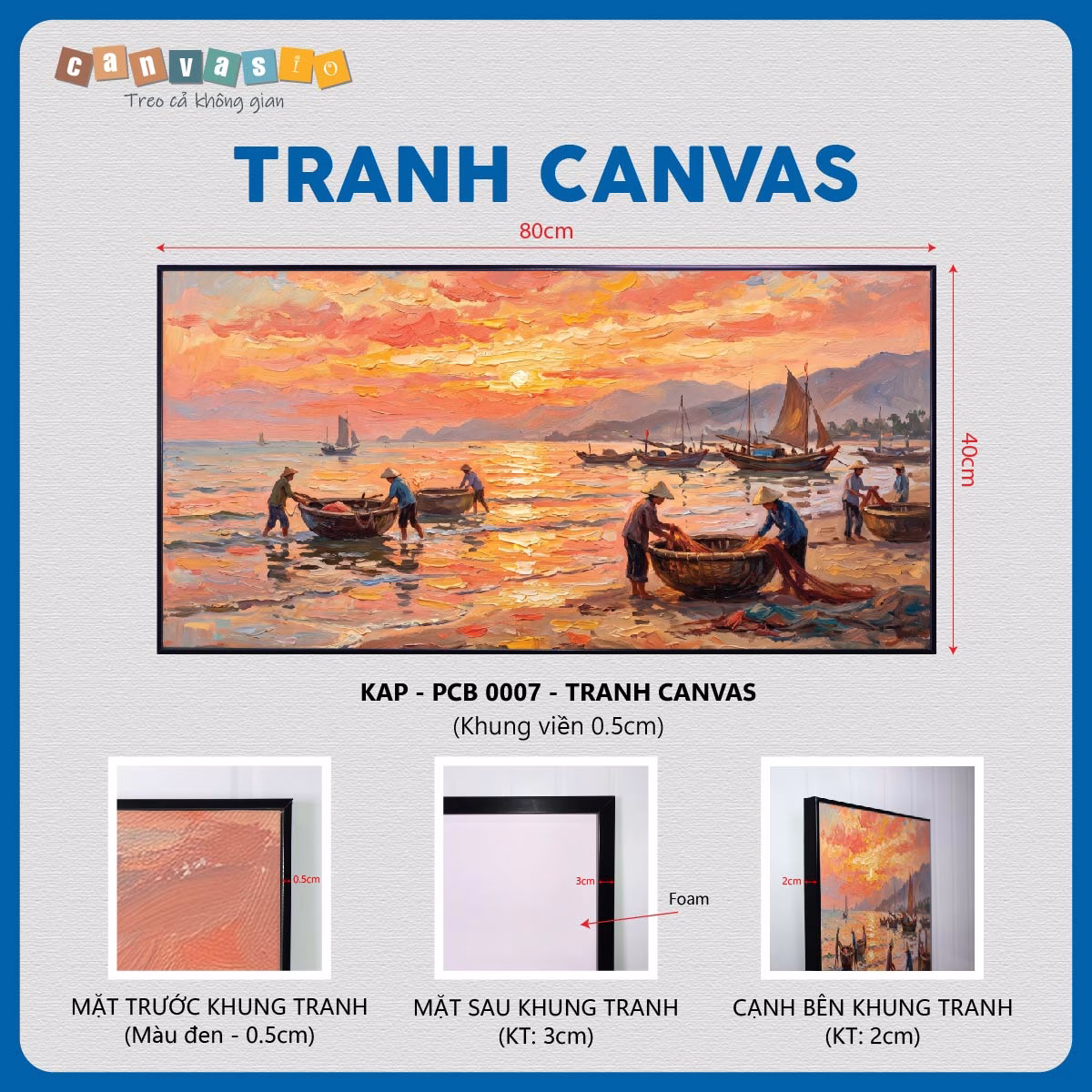 Tranh canvas treo tường phong cảnh bình minh biển | Mã KAP-PCB 0007 Tranh canvas treo tường phong cảnh bình minh biển | Mã KAP-PCB 0007