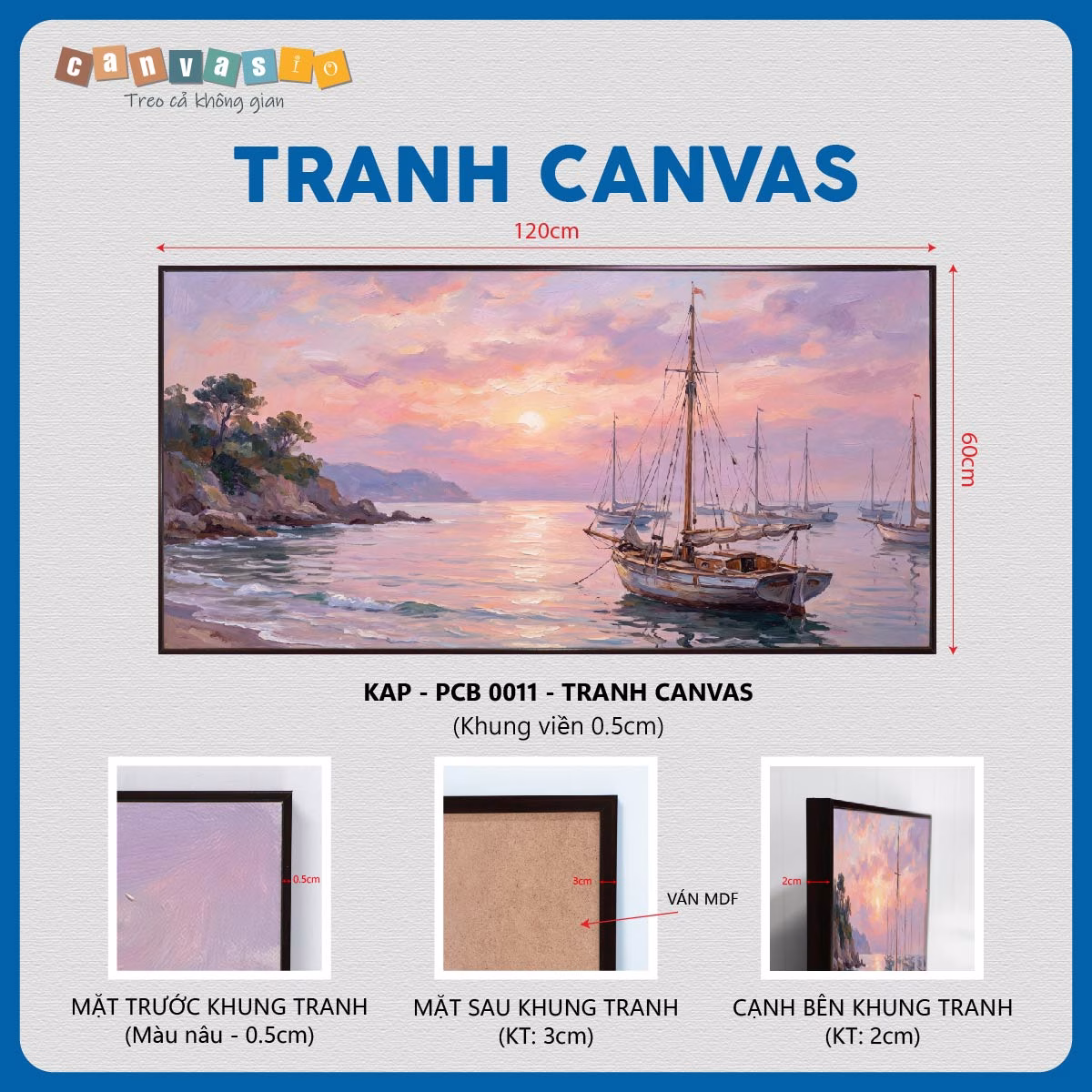 Tranh canvas treo tường phong cảnh bình minh trên biển | Mã KAP-PCB 0011 Tranh canvas treo tường phong cảnh bình minh trên biển | Mã KAP-PCB 0011