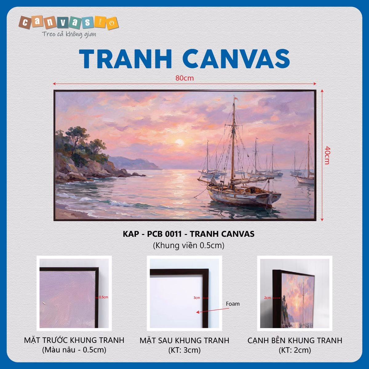 Tranh canvas treo tường phong cảnh bình minh trên biển | Mã KAP-PCB 0011 Tranh canvas treo tường phong cảnh bình minh trên biển | Mã KAP-PCB 0011