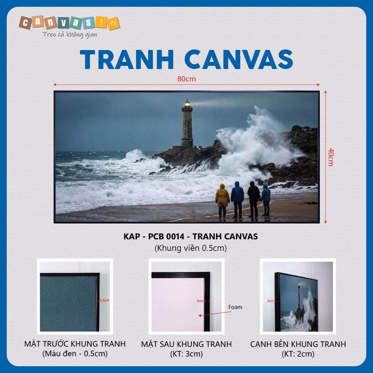 Tranh canvas ngọn hải đăng giữa sóng biển | Mã KAP-PCB 0014 Tranh canvas ngọn hải đăng giữa sóng biển | Mã KAP-PCB 0014