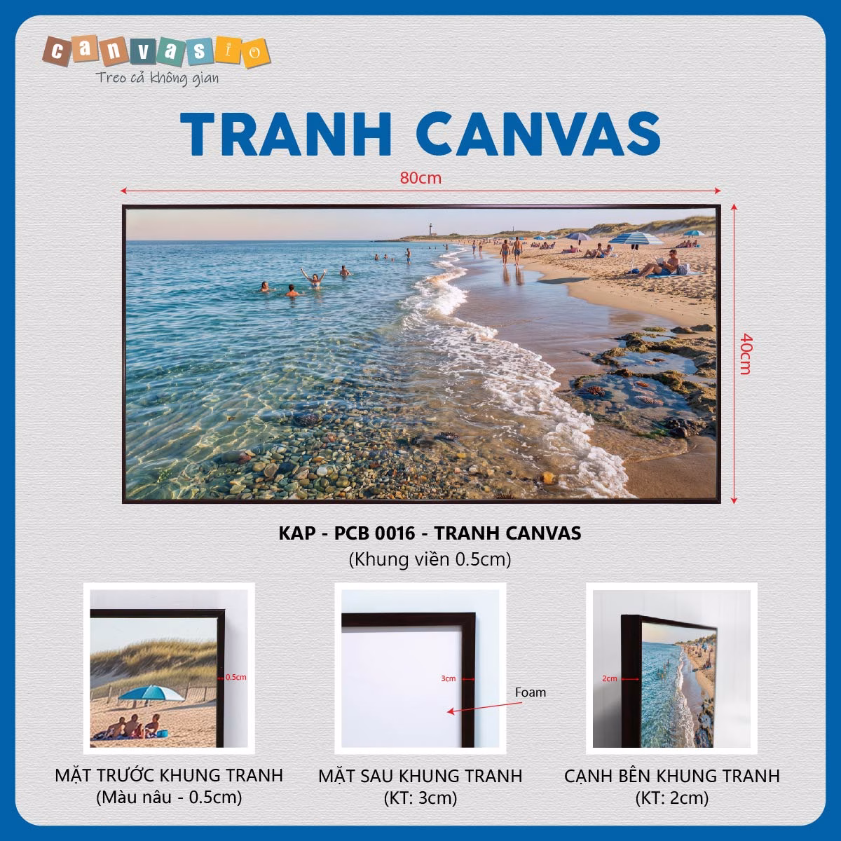 Tranh canvas treo tường cảnh biển mùa hè tươi mát | Mã KAP-PCB 0016 Tranh canvas treo tường cảnh biển mùa hè tươi mát | Mã KAP-PCB 0016