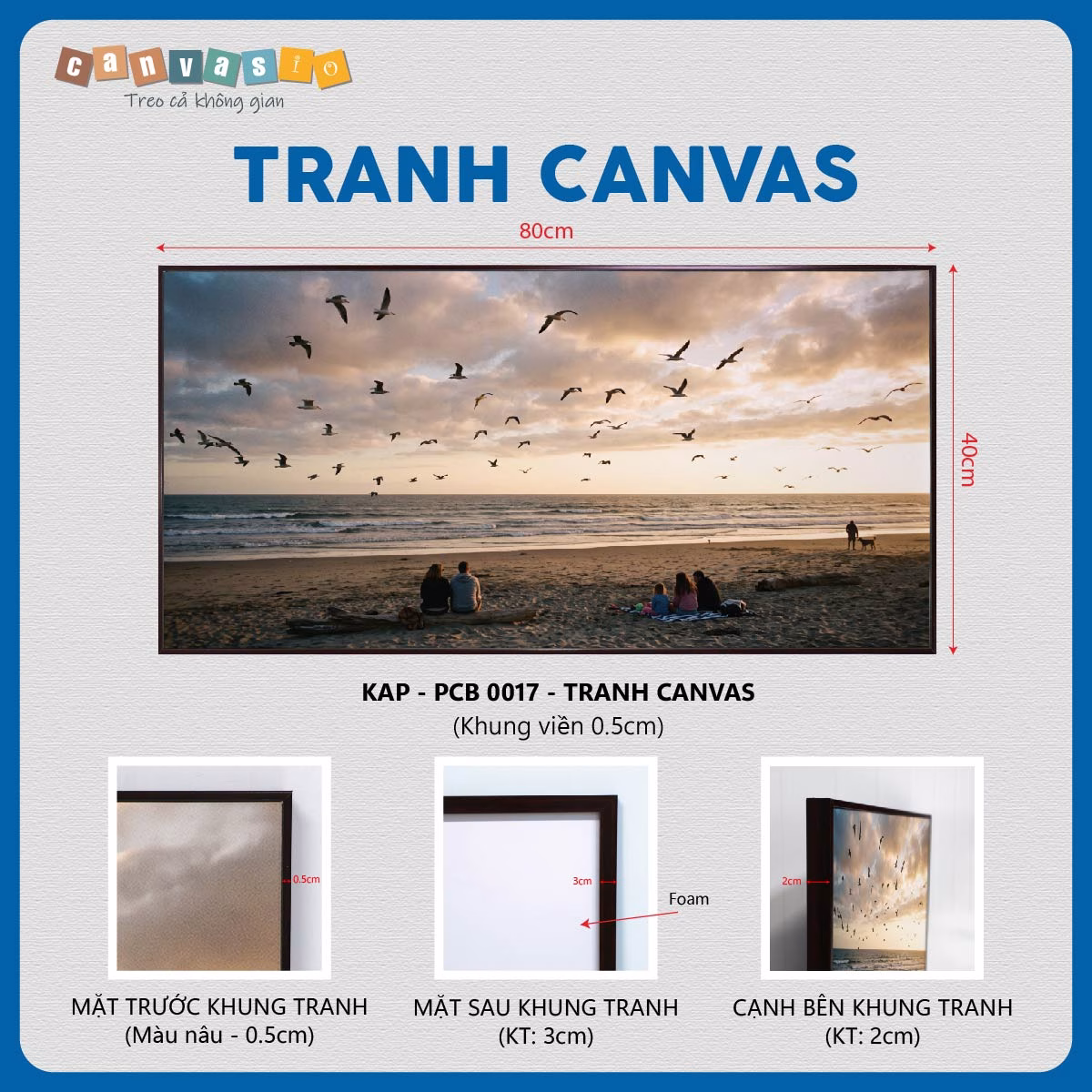Tranh canvas hoàng hôn biển và đàn chim | Mã KAP-PCB 0017 Tranh canvas hoàng hôn biển và đàn chim | Mã KAP-PCB 0017