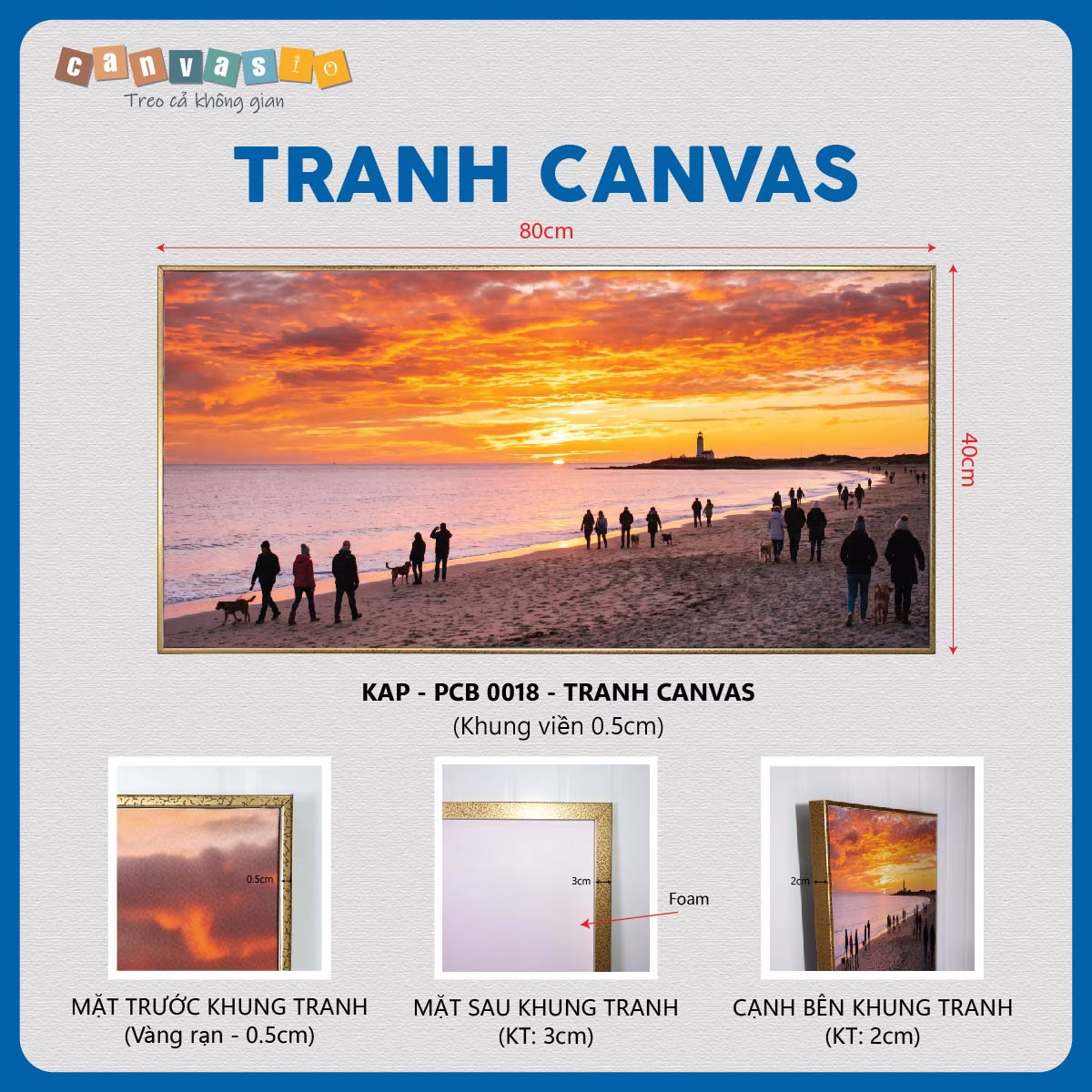 Tranh canvas hoàng hôn trên biển | Mã KAP-PCB 0018 Tranh canvas hoàng hôn trên biển | Mã KAP-PCB 0018
