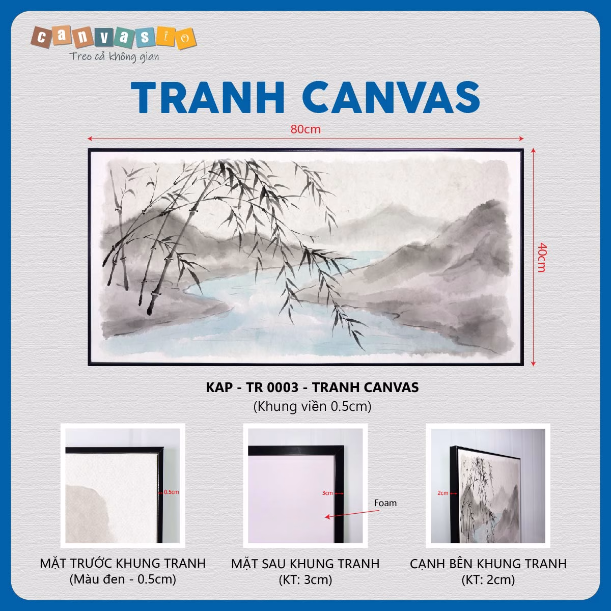 Tranh canvas phong cảnh thủy mặc | Mã KAP-TR 0003 Tranh canvas phong cảnh thủy mặc | Mã KAP-TR 0003