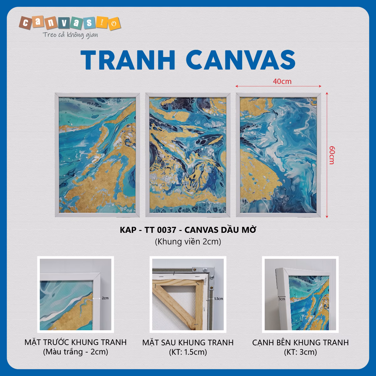 Bộ tranh canvas trừu tượng đại dương dát vàng | Mã KAP - TT 0037 Bộ tranh canvas trừu tượng đại dương dát vàng | Mã KAP - TT 0037