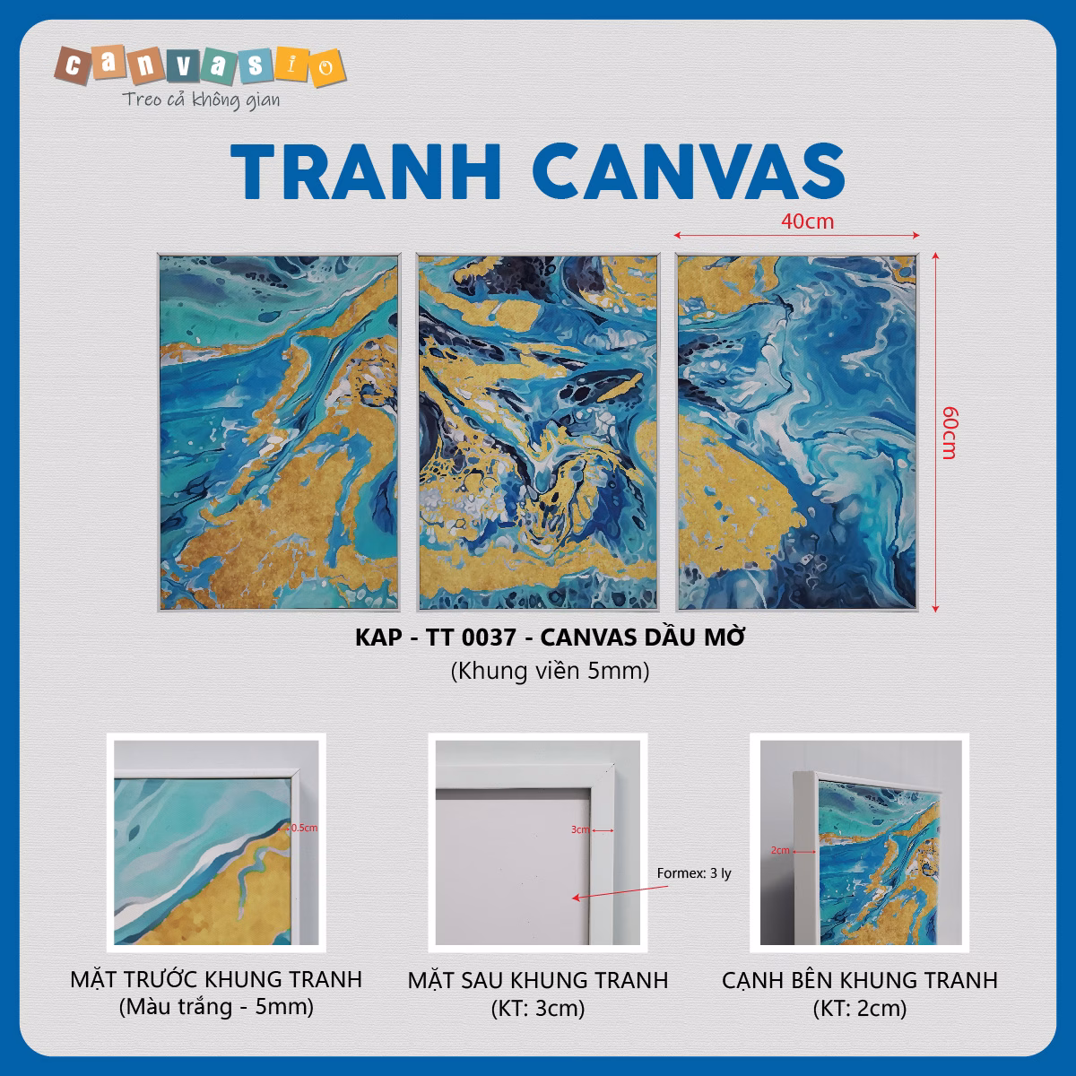 Bộ tranh canvas trừu tượng đại dương dát vàng | Mã KAP - TT 0037 Bộ tranh canvas trừu tượng đại dương dát vàng | Mã KAP - TT 0037