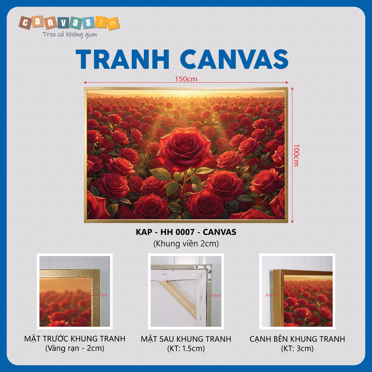 Tranh canvas cánh đồng hoa hồng đỏ | Mã KAP - HH 0007 Tranh canvas cánh đồng hoa hồng đỏ | Mã KAP - HH 0007