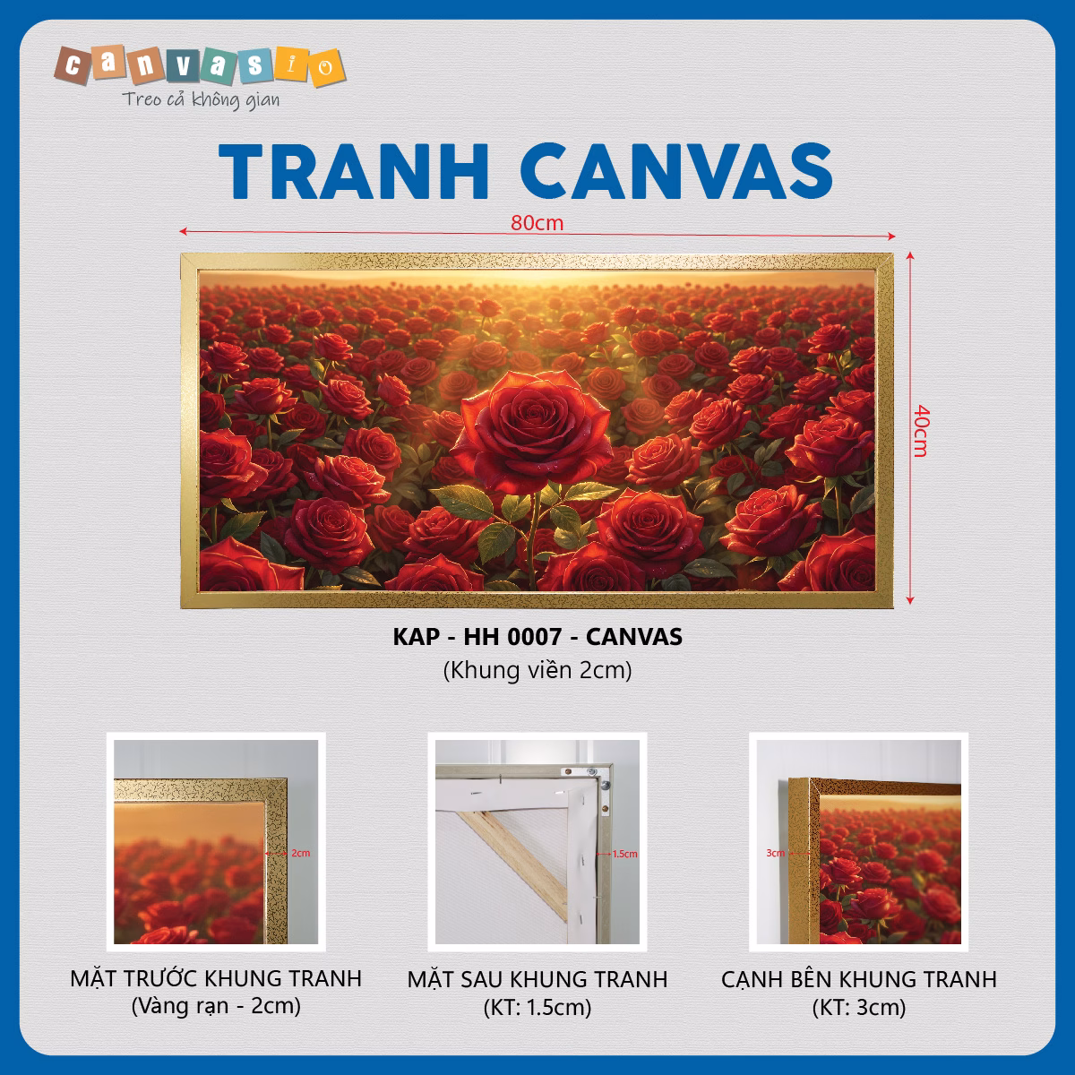 Tranh canvas cánh đồng hoa hồng đỏ | Mã KAP - HH 0007 Tranh canvas cánh đồng hoa hồng đỏ | Mã KAP - HH 0007
