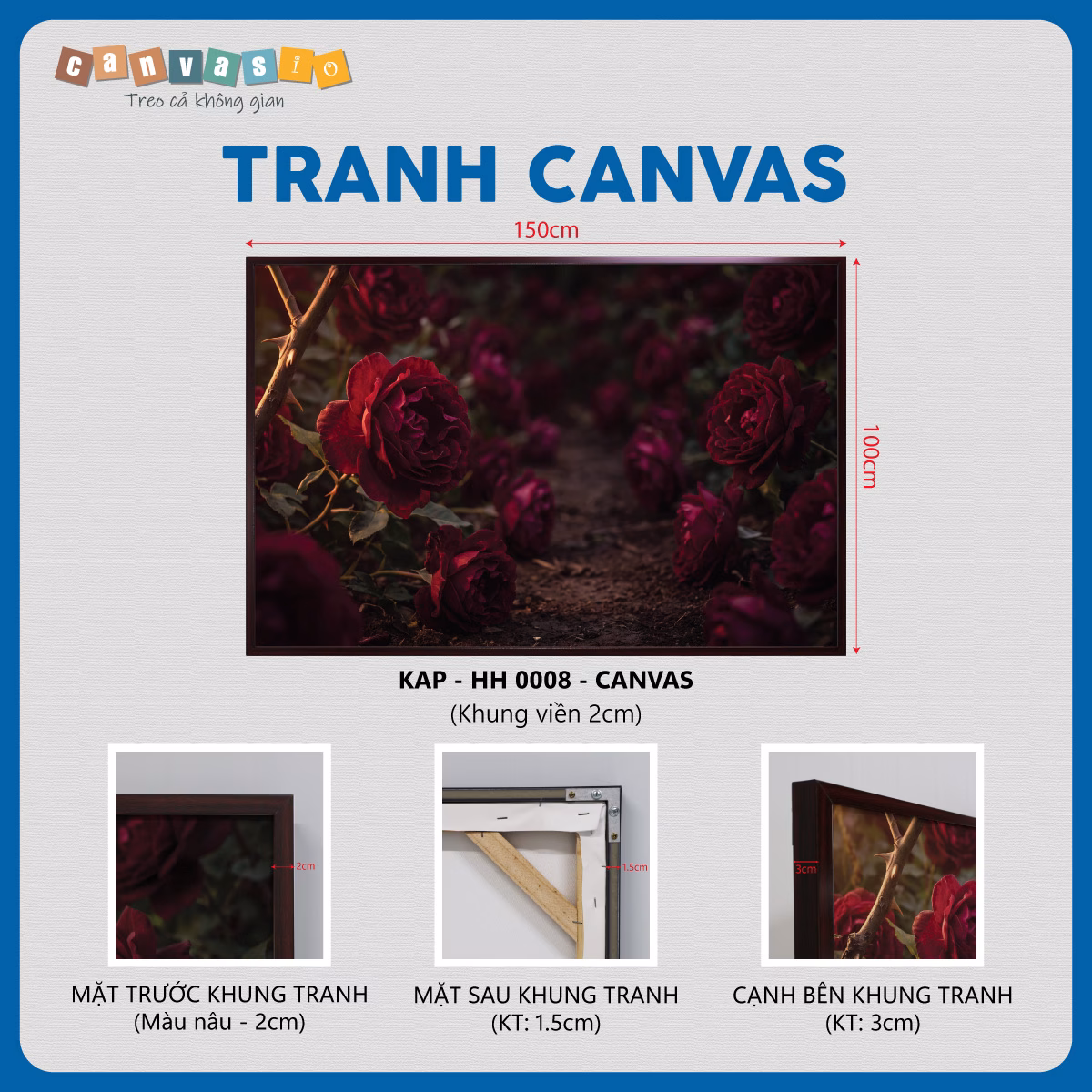 Tranh canvas hoa hồng nhung lãng mạn | Mã KAP-HH 0008 Tranh canvas hoa hồng nhung lãng mạn | Mã KAP-HH 0008 - Ảnh 5