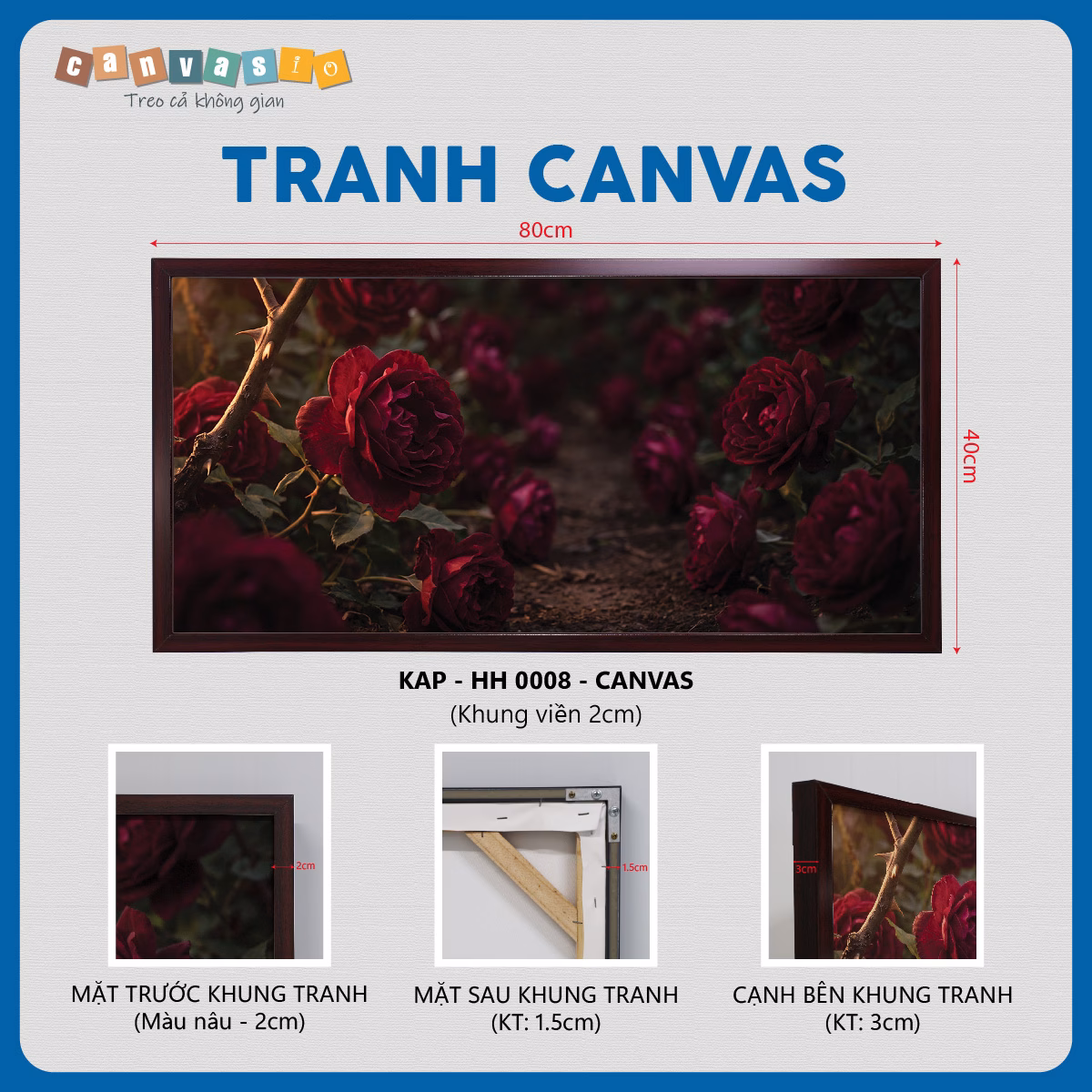 Tranh canvas hoa hồng nhung lãng mạn | Mã KAP-HH 0008 Tranh canvas hoa hồng nhung lãng mạn | Mã KAP-HH 0008