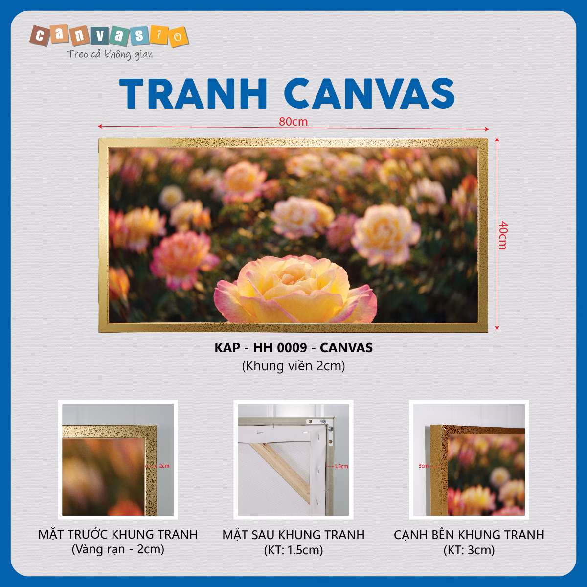 Tranh canvas hoa hồng mang vẻ đẹp rực rỡ vào không gian sống | Mã KAP-HH 0009 Tranh canvas hoa hồng mang vẻ đẹp rực rỡ vào không gian sống | Mã KAP-HH 0009