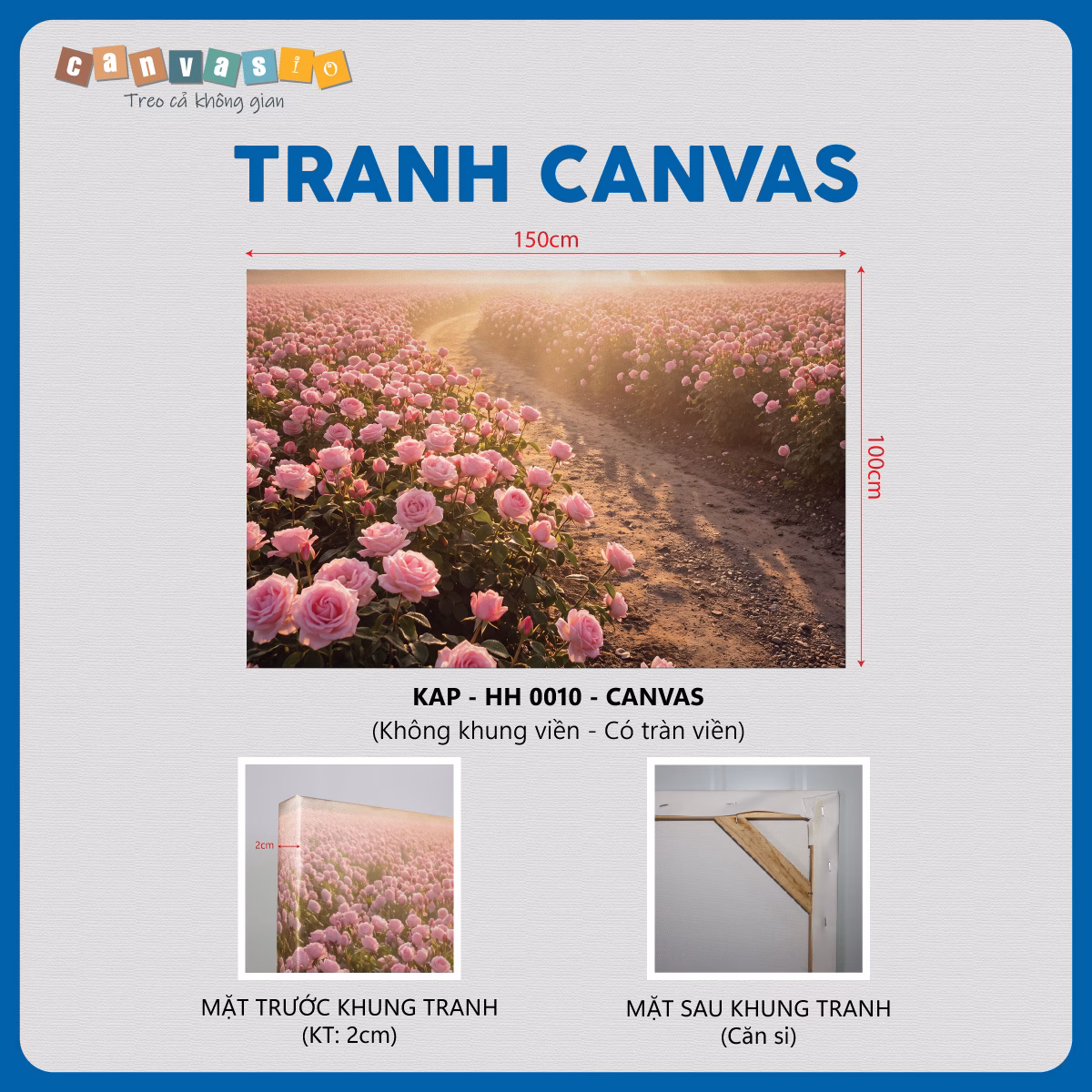 Tranh canvas cánh đồng hoa hồng rực rỡ nắng mai | Mã KAP-HH 0010 Tranh canvas cánh đồng hoa hồng rực rỡ nắng mai | Mã KAP-HH 0010