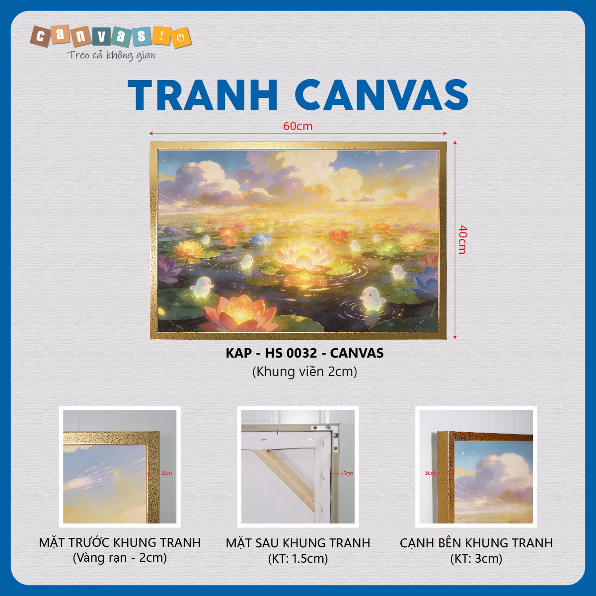 Tranh canvas hồ hoa sen lung linh huyền ảo | Mã KAP-HS 0032