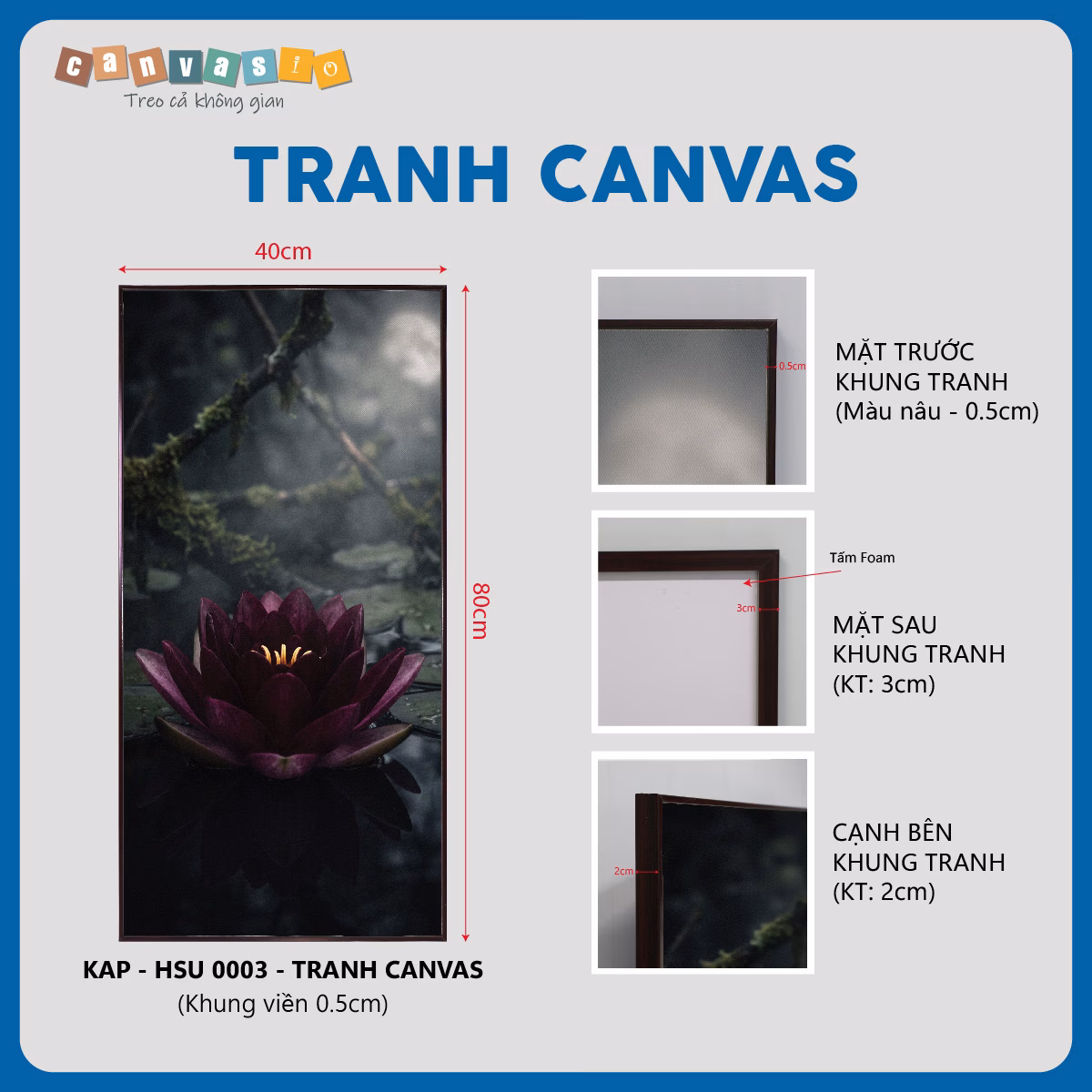 Tranh canvas hoa súng tím mang vẻ đẹp huyền bí | Mã KAP-HSU 0003 Tranh canvas hoa súng tím mang vẻ đẹp huyền bí | Mã KAP-HSU 0003