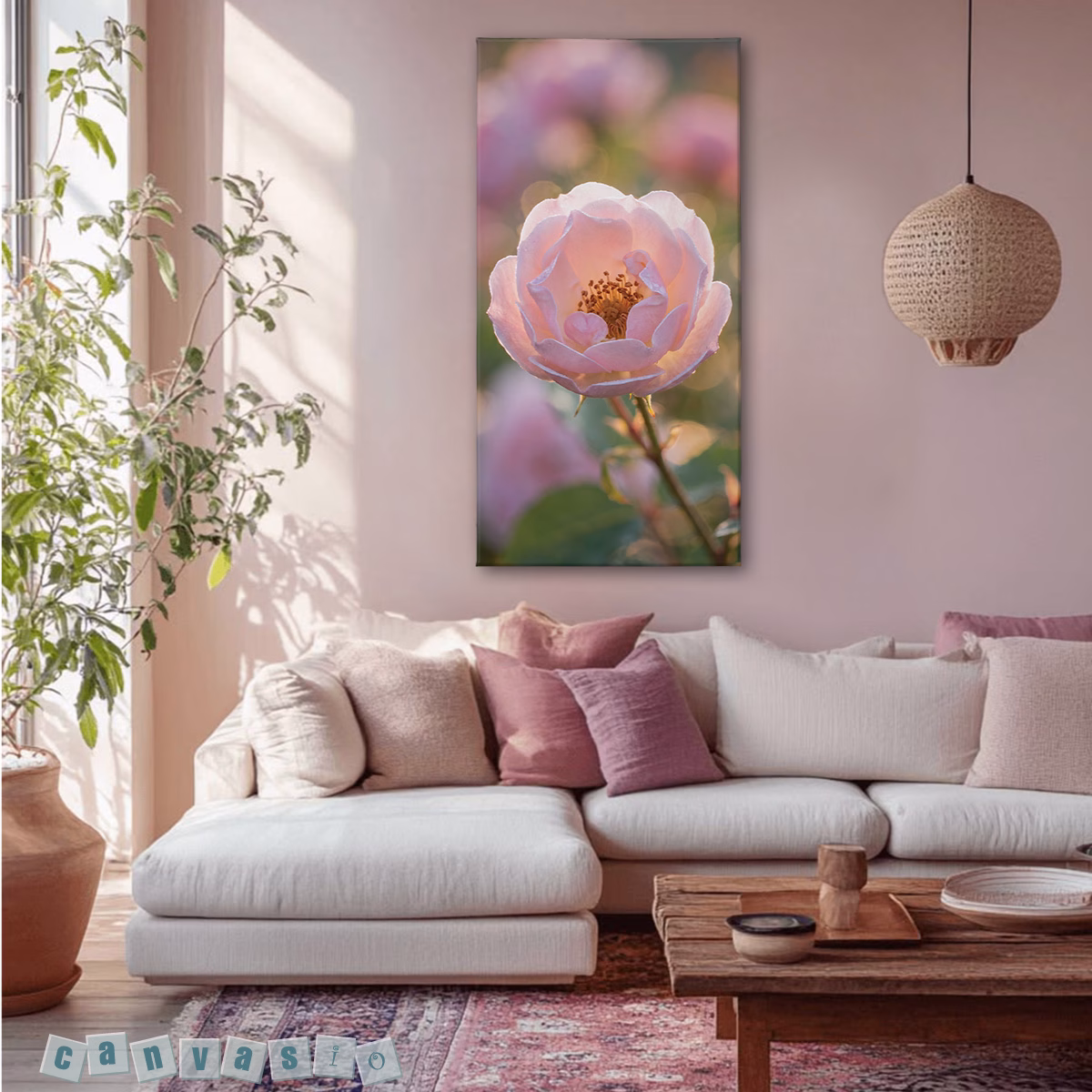 Tranh canvas hoa hồng hồng lãng mạn | Mã KAP-HH 0035