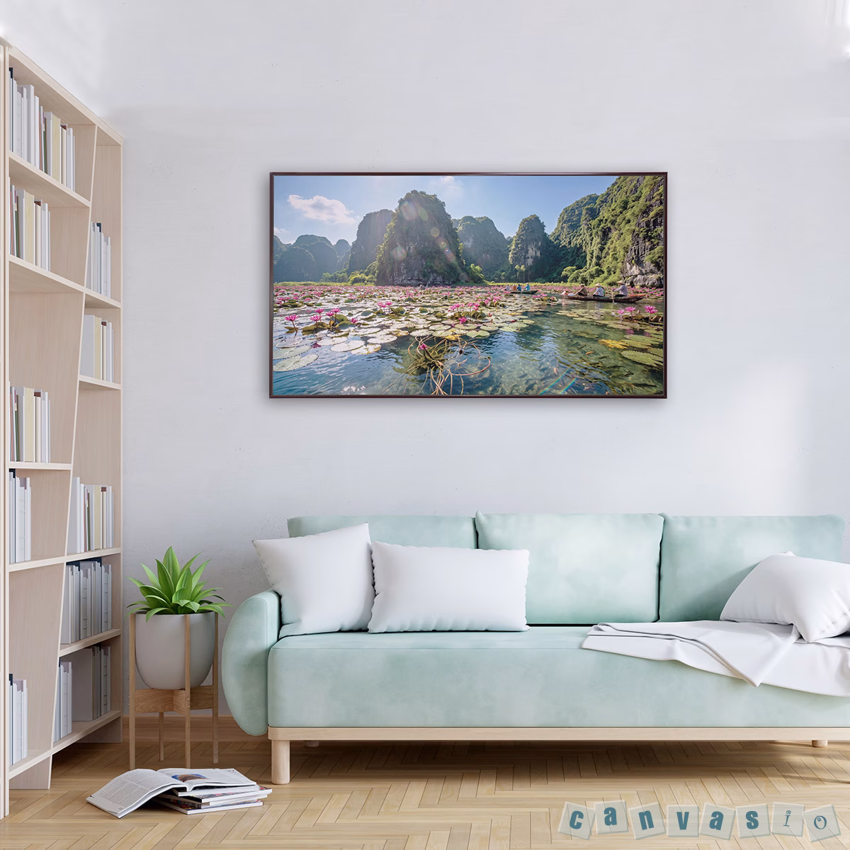 Tranh canvas phong cảnh và hoa sen | Mã KAP-HS 0019