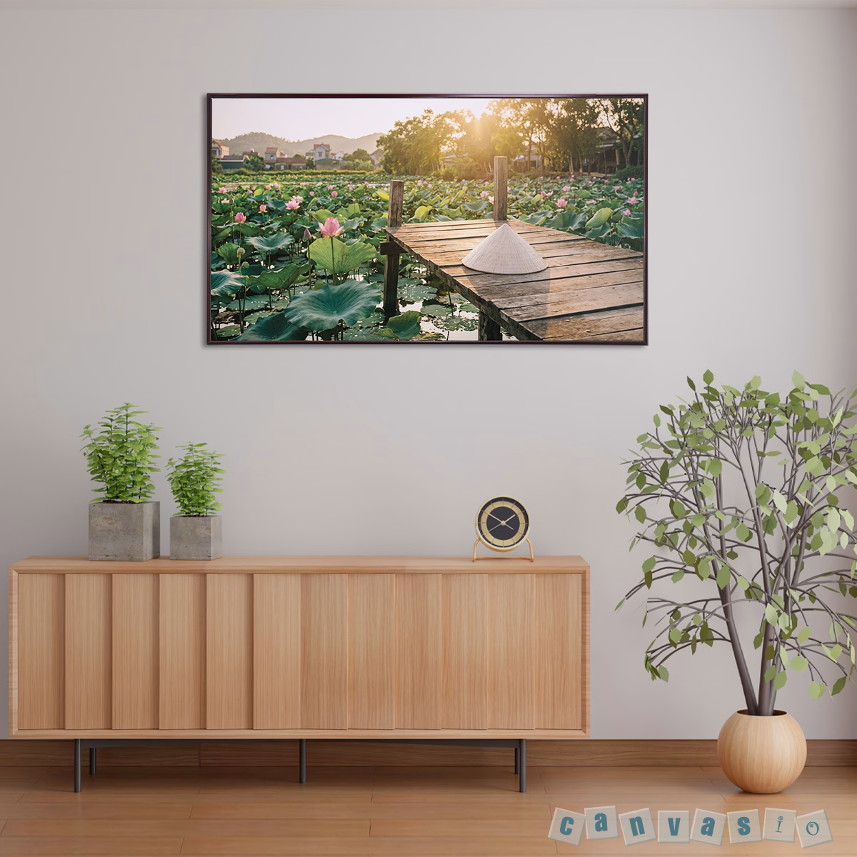 Tranh canvas hoa sen bình yên mộc mạc | Mã KAP-HS 0023
