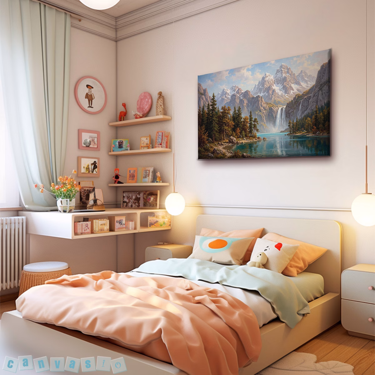Tranh Canvas Phong Cảnh Núi Non Và Thác Nước | Mã KAP-PC 0038