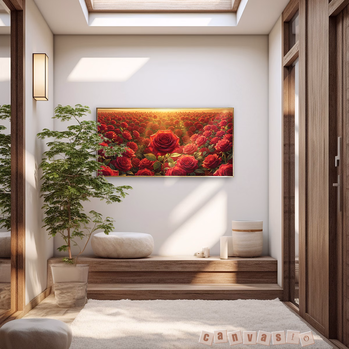 Tranh canvas cánh đồng hoa hồng đỏ | Mã KAP - HH 0007 Tranh canvas cánh đồng hoa hồng đỏ | Mã KAP - HH 0007