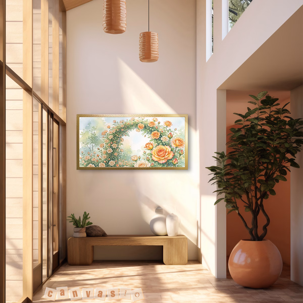 Tranh canvas hoa hồng vàng nghệ thuật | Mã KAP-HH 0011