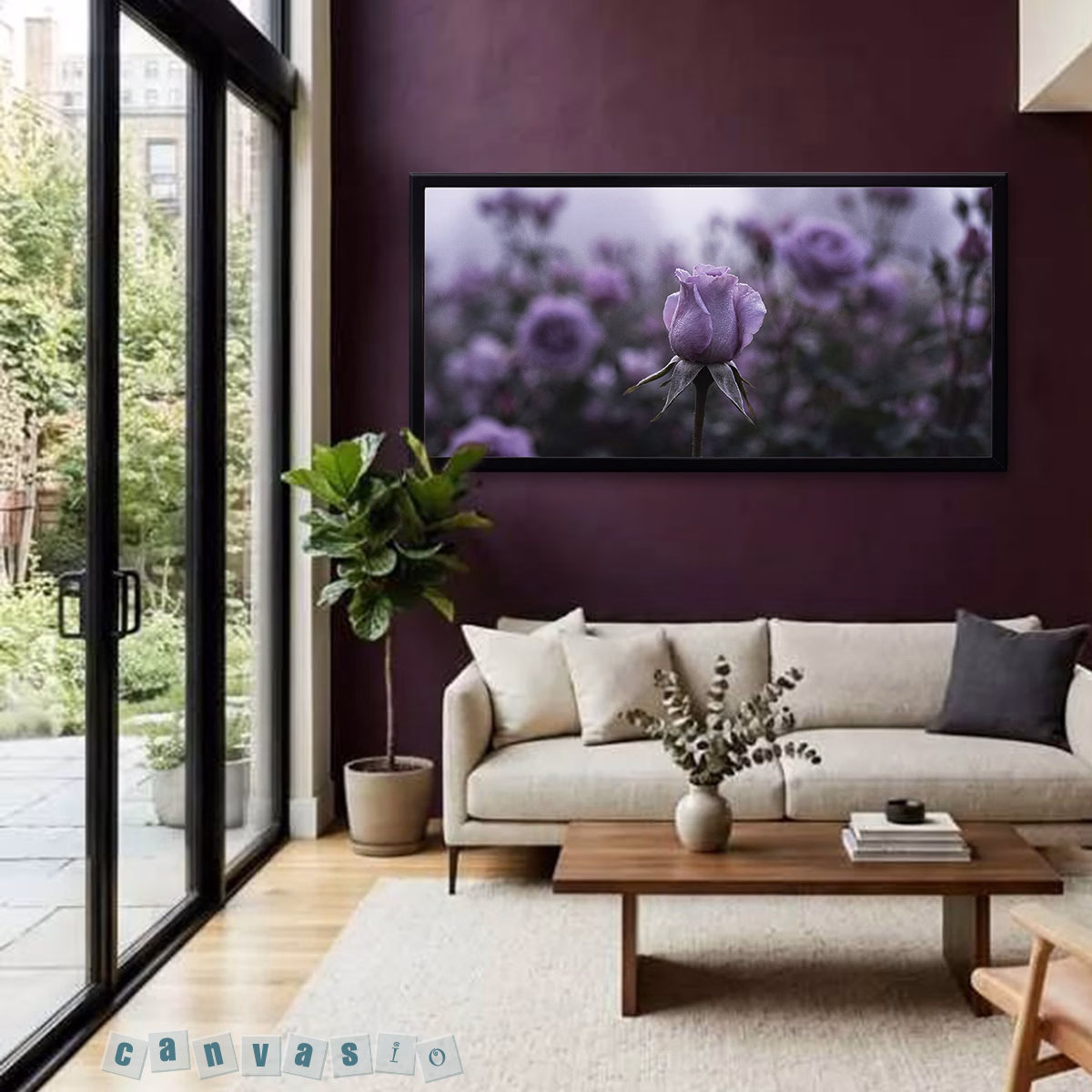Tranh canvas hoa hồng tím lãng mạn | Mã KAP-HH 0014