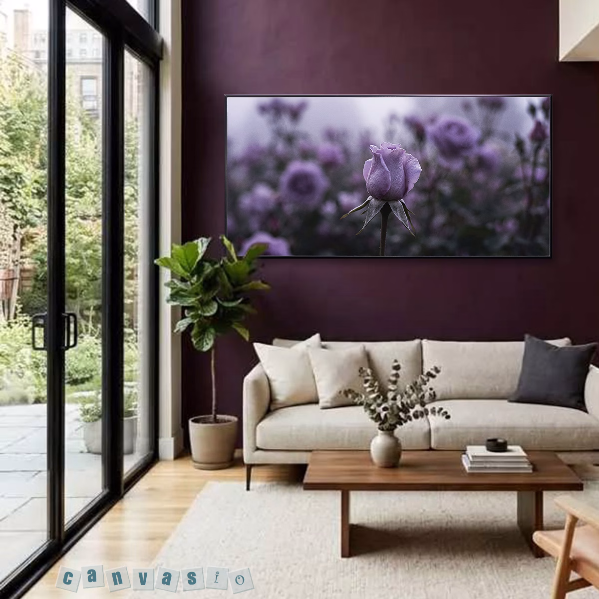Tranh canvas hoa hồng tím lãng mạn | Mã KAP-HH 0014 Tranh canvas hoa hồng tím lãng mạn | Mã KAP-HH 0014