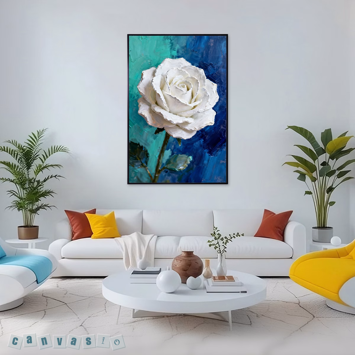 Tranh canvas hoa hồng trắng nghệ thuật sang trọng | Mã KAP-HH 0020