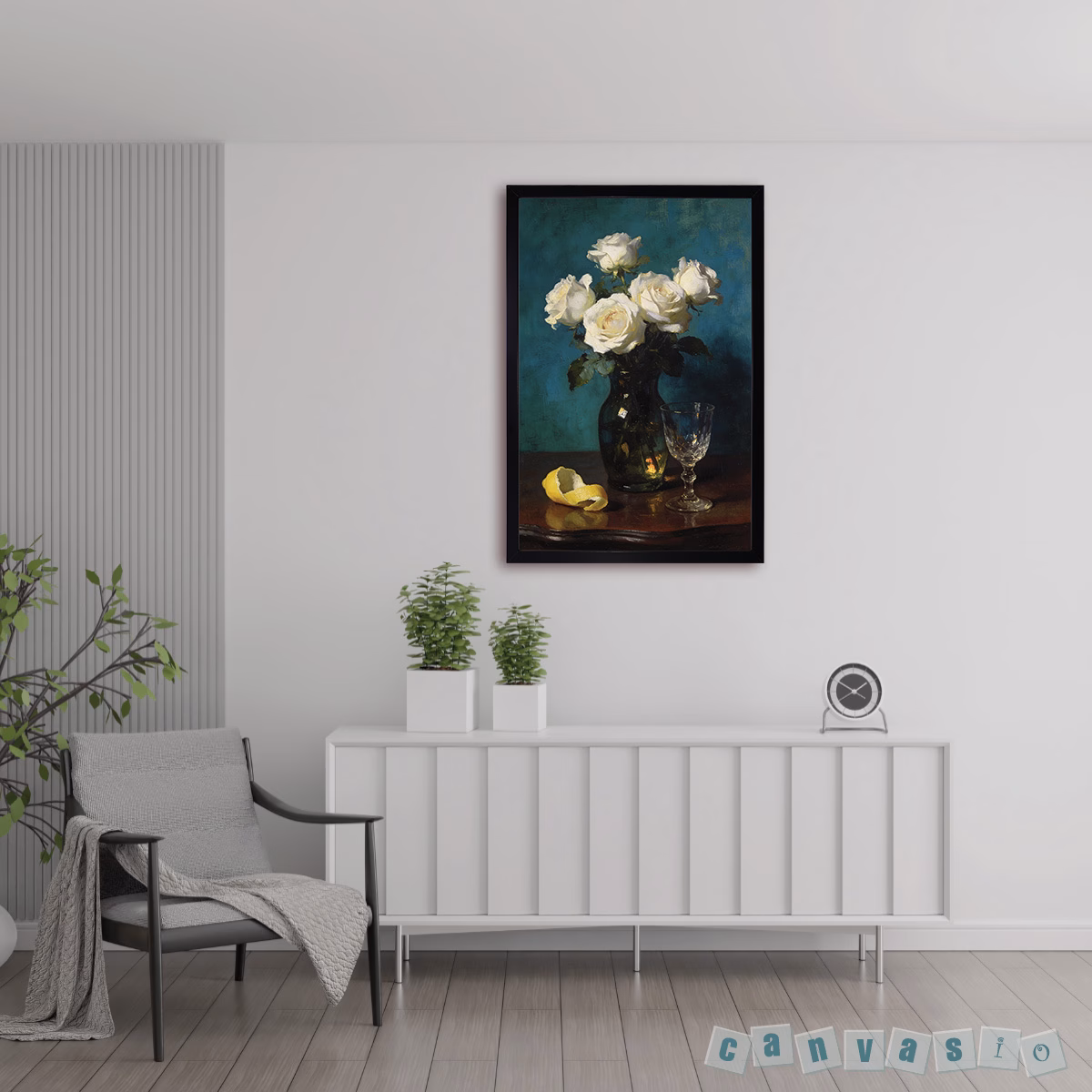 Tranh canvas hoa hồng trắng tĩnh vật cổ điển | Mã KAP-HH 0024 Tranh canvas hoa hồng trắng tĩnh vật cổ điển | Mã KAP-HH 0024