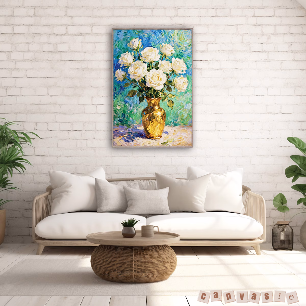 Tranh canvas tĩnh vật bình hoa hồng | Mã KAP-HH 0032