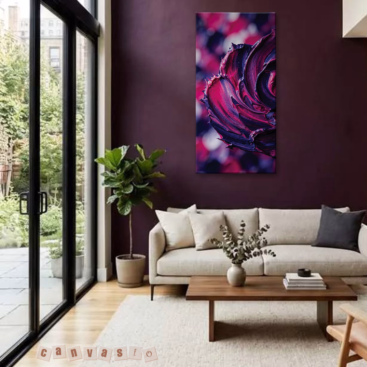 Tranh canvas trừu tượng sắc tím hiện đại | Mã KAP-HH 0040