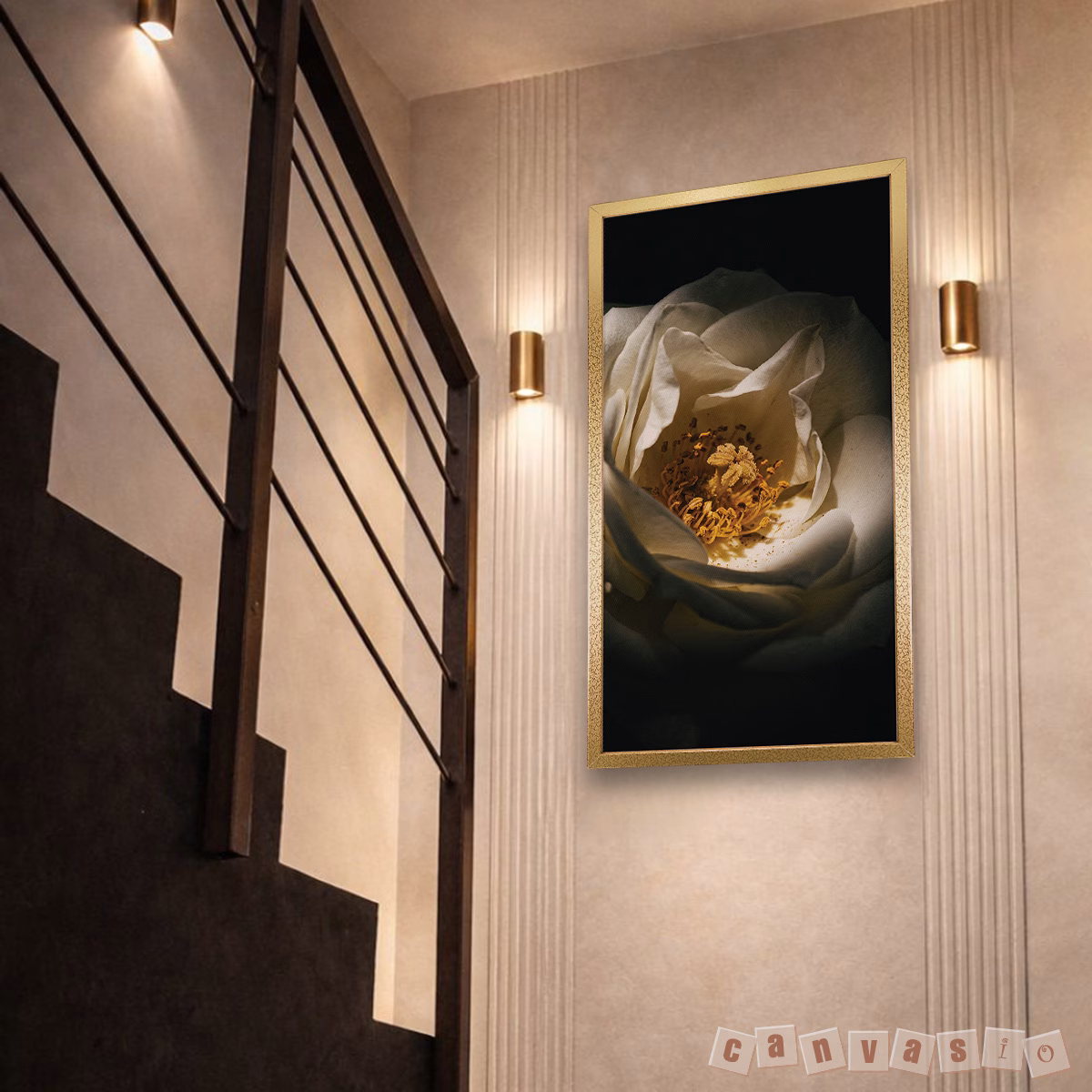 Tranh canvas hoa hồng trắng nghệ thuật | Mã KAP-HH 0047