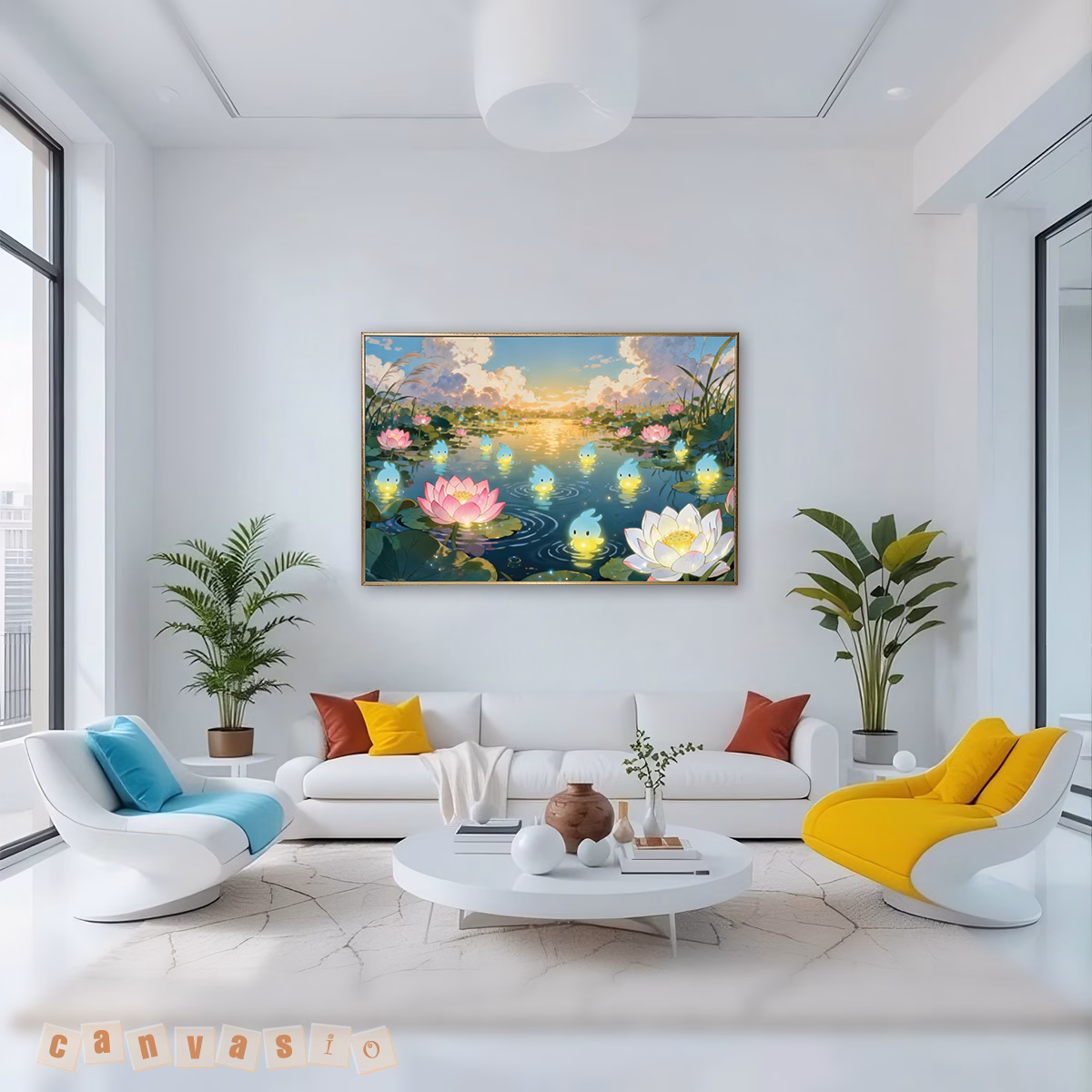 Tranh canvas hồ sen huyền ảo | Mã KAP-HS 0033